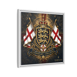 Matte Canvas: Lionheart England Crest Wall Art — Framed Union Jack Shield Print