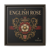 English Rose Matte Framed Canvas – Vintage Tudor Crest Wall Art