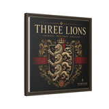 Three Lions Framed Canvas Wall Art — Heraldic England Crest Matte Print