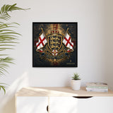 Matte Canvas: Lionheart England Crest Wall Art — Framed Union Jack Shield Print