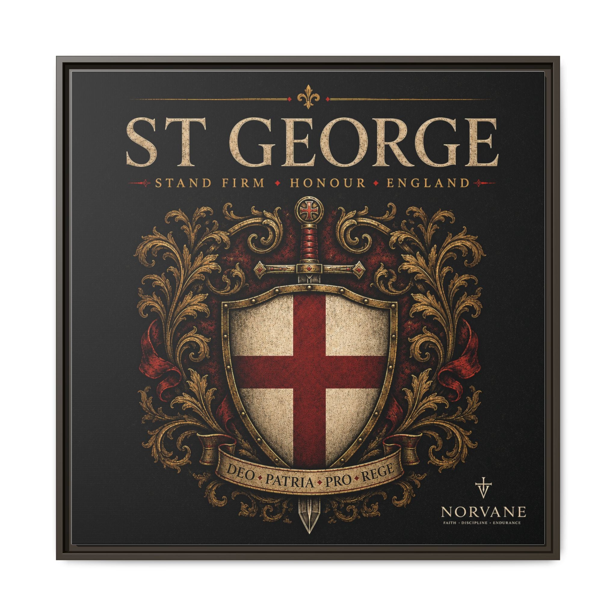 St George Shield Matte Canvas Framed Wall Art — England Crest Decor
