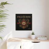 English Rose Matte Framed Canvas – Vintage Tudor Crest Wall Art