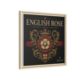 English Rose Matte Framed Canvas – Vintage Tudor Crest Wall Art