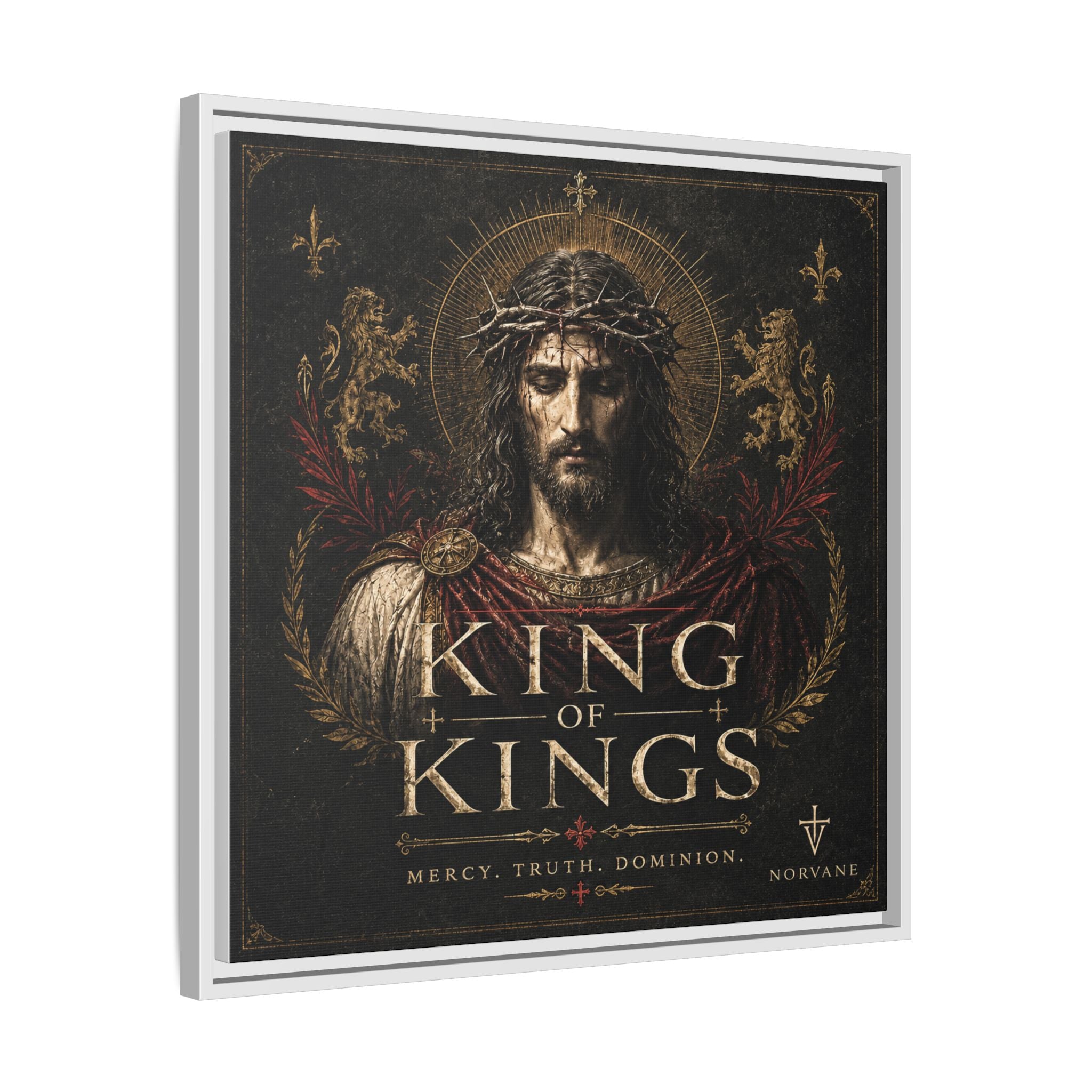 King of Kings Matte Canvas Print (Framed) — Religious Jesus Wall Art
