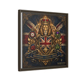 Britannia Lion Framed Canvas Wall Art — Union Jack Crest, 'Britannia • Unity • Pride'