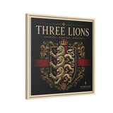 Three Lions Framed Canvas Wall Art — Heraldic England Crest Matte Print