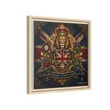 Britannia Lion Framed Canvas Wall Art — Union Jack Crest, 'Britannia • Unity • Pride'