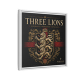 Three Lions Framed Canvas Wall Art — Heraldic England Crest Matte Print