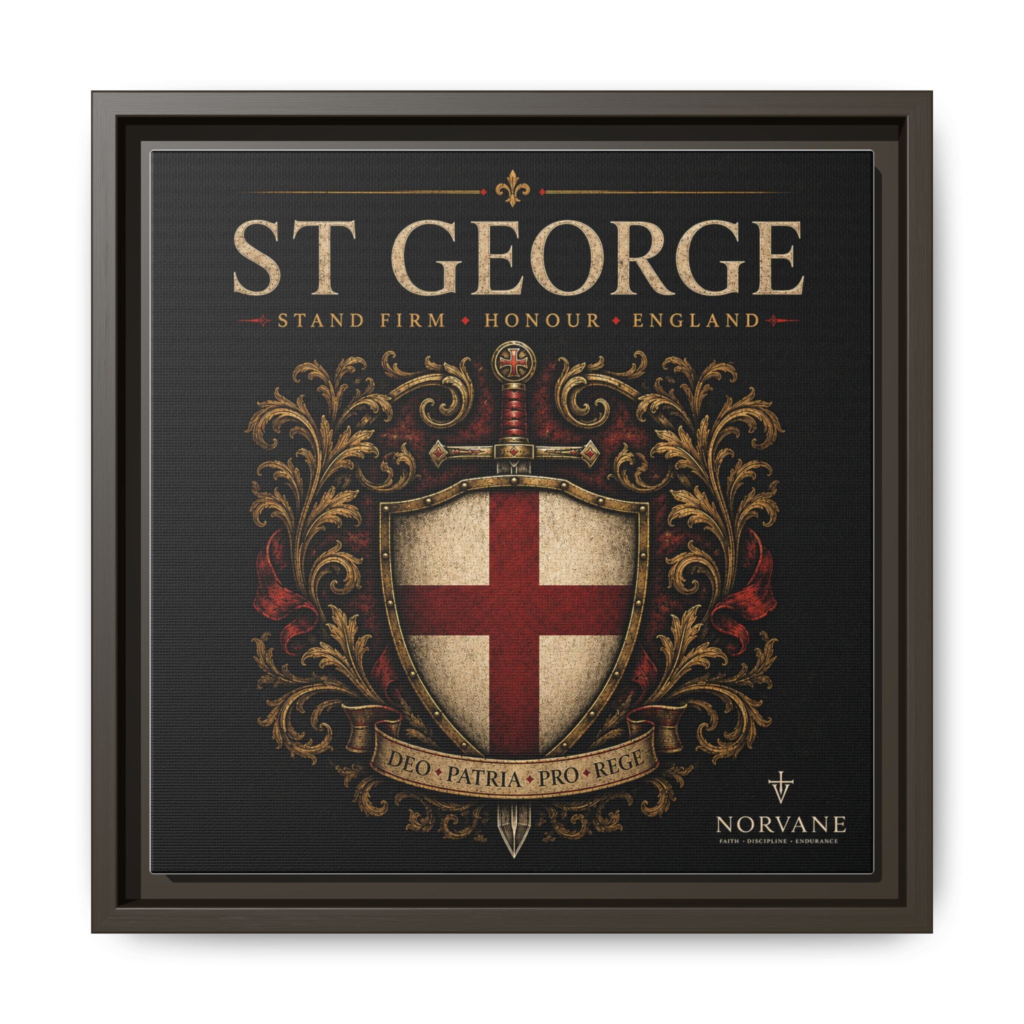 St George Shield Matte Canvas Framed Wall Art — England Crest Decor