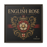 English Rose Matte Framed Canvas – Vintage Tudor Crest Wall Art