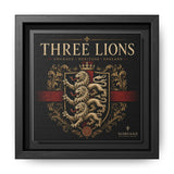 Three Lions Framed Canvas Wall Art — Heraldic England Crest Matte Print