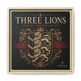 Three Lions Framed Canvas Wall Art — Heraldic England Crest Matte Print