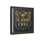 Framed Canvas - "Land of the Free" Patriotic Eagle Wall Art