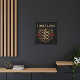 Three Lions Framed Canvas Wall Art — Heraldic England Crest Matte Print