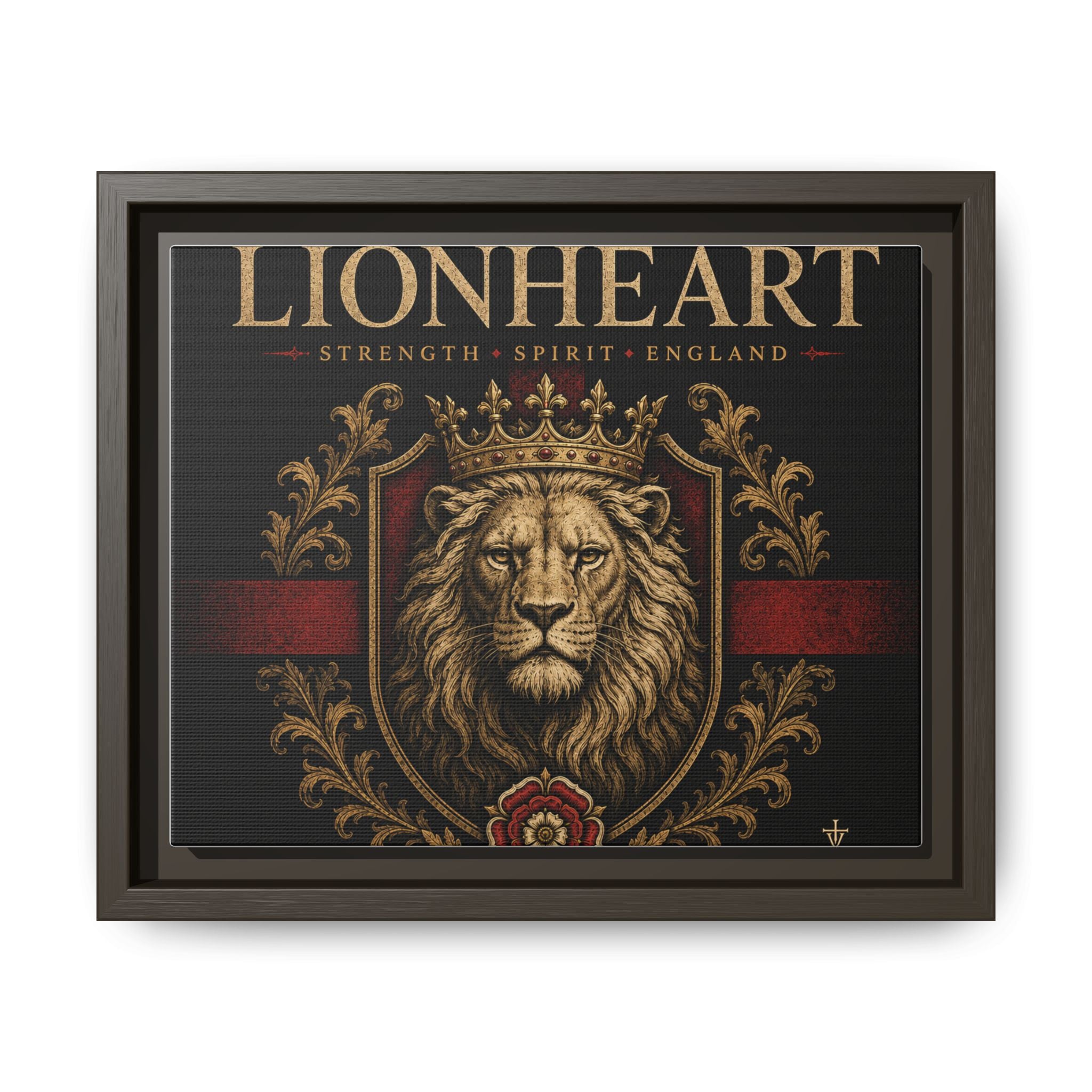 Lionheart Framed Canvas Print — Regal Crowned Lion Wall Art (Matte)