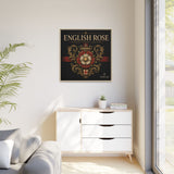 English Rose Matte Framed Canvas – Vintage Tudor Crest Wall Art