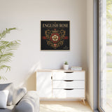 English Rose Matte Framed Canvas – Vintage Tudor Crest Wall Art