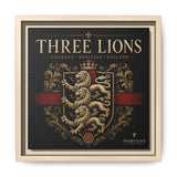 Three Lions Framed Canvas Wall Art — Heraldic England Crest Matte Print