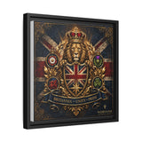 Britannia Lion Framed Canvas Wall Art — Union Jack Crest, 'Britannia • Unity • Pride'