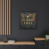 Framed Canvas - "Land of the Free" Patriotic Eagle Wall Art