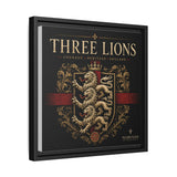 Three Lions Framed Canvas Wall Art — Heraldic England Crest Matte Print