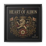 Heart of Albion Framed Canvas Wall Art — Vintage English Lion Crest