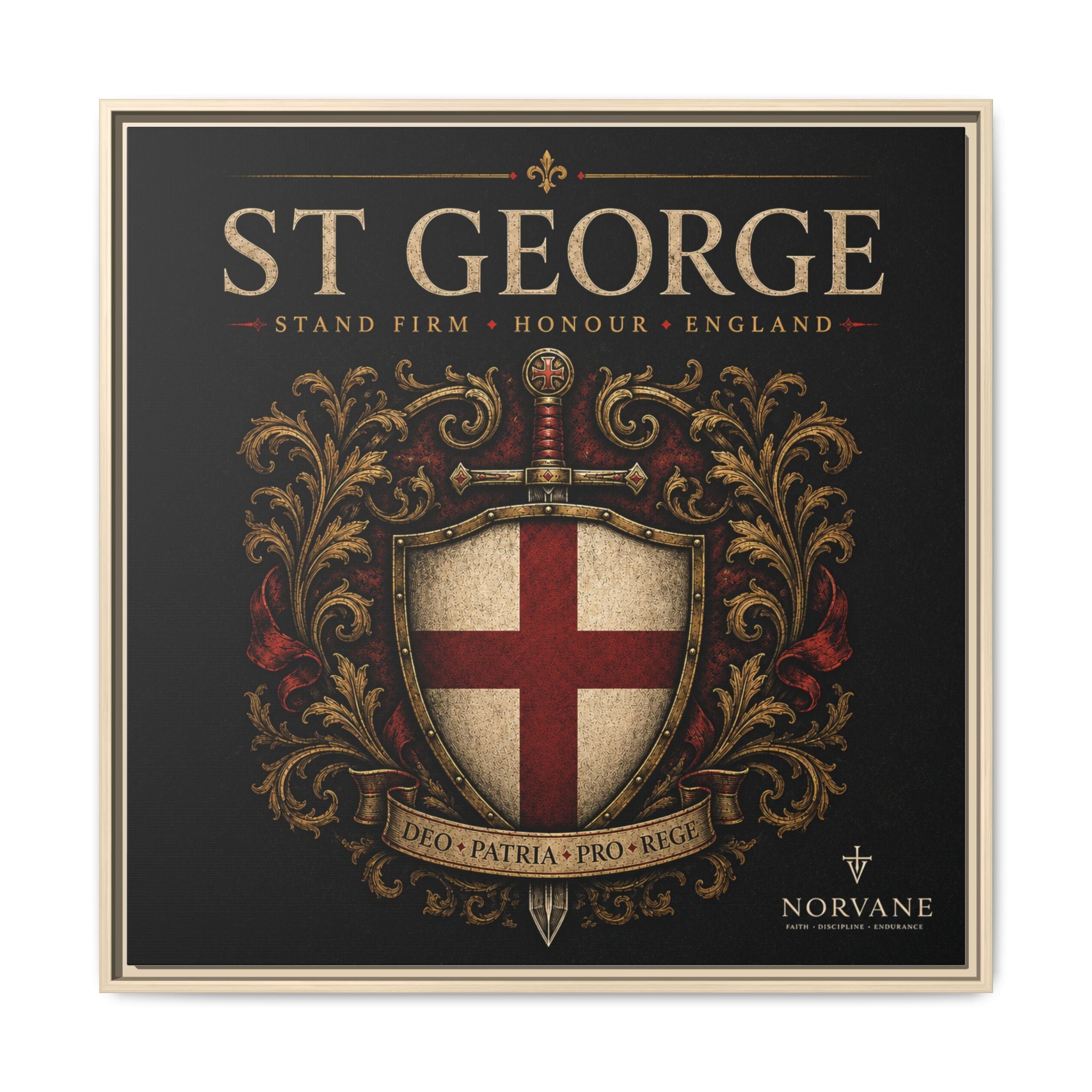 St George Shield Matte Canvas Framed Wall Art — England Crest Decor
