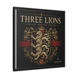 Three Lions Framed Canvas Wall Art — Heraldic England Crest Matte Print
