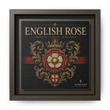 English Rose Matte Framed Canvas – Vintage Tudor Crest Wall Art