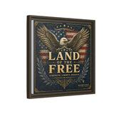 Framed Canvas - "Land of the Free" Patriotic Eagle Wall Art