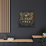 Framed Canvas - "Land of the Free" Patriotic Eagle Wall Art