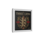 Three Lions Framed Canvas Wall Art — Heraldic England Crest Matte Print