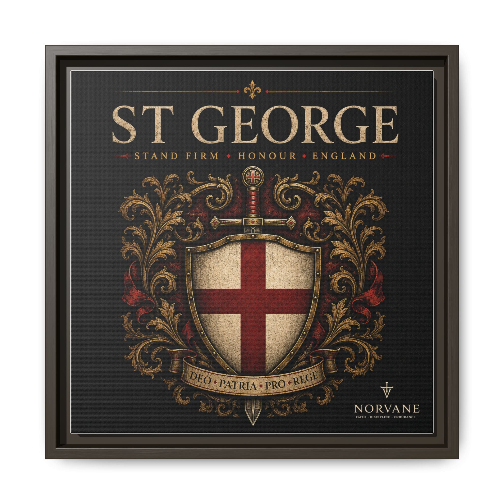 St George Shield Matte Canvas Framed Wall Art — England Crest Decor