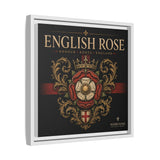 English Rose Matte Framed Canvas – Vintage Tudor Crest Wall Art