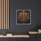Britannia Lion Framed Canvas Wall Art — Union Jack Crest, 'Britannia • Unity • Pride'