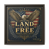 Framed Canvas - "Land of the Free" Patriotic Eagle Wall Art