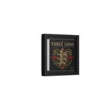 Three Lions Framed Canvas Wall Art — Heraldic England Crest Matte Print