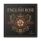 English Rose Matte Framed Canvas – Vintage Tudor Crest Wall Art