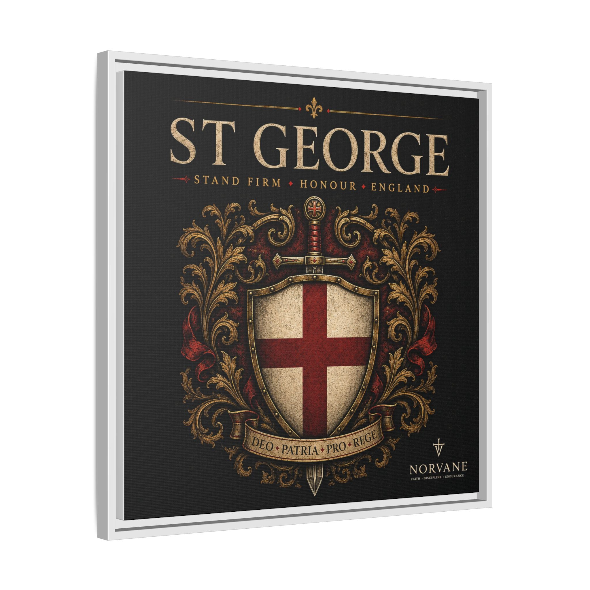 St George Shield Matte Canvas Framed Wall Art — England Crest Decor