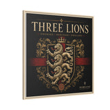 Three Lions Framed Canvas Wall Art — Heraldic England Crest Matte Print
