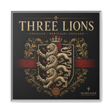 Three Lions Framed Canvas Wall Art — Heraldic England Crest Matte Print
