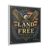 Framed Canvas - "Land of the Free" Patriotic Eagle Wall Art