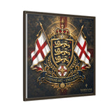 Matte Canvas: Lionheart England Crest Wall Art — Framed Union Jack Shield Print