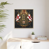 Matte Canvas: Lionheart England Crest Wall Art — Framed Union Jack Shield Print