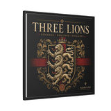 Three Lions Framed Canvas Wall Art — Heraldic England Crest Matte Print