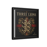 Three Lions Framed Canvas Wall Art — Heraldic England Crest Matte Print