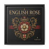 English Rose Matte Framed Canvas – Vintage Tudor Crest Wall Art