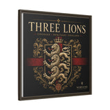 Three Lions Framed Canvas Wall Art — Heraldic England Crest Matte Print