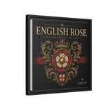 English Rose Matte Framed Canvas – Vintage Tudor Crest Wall Art