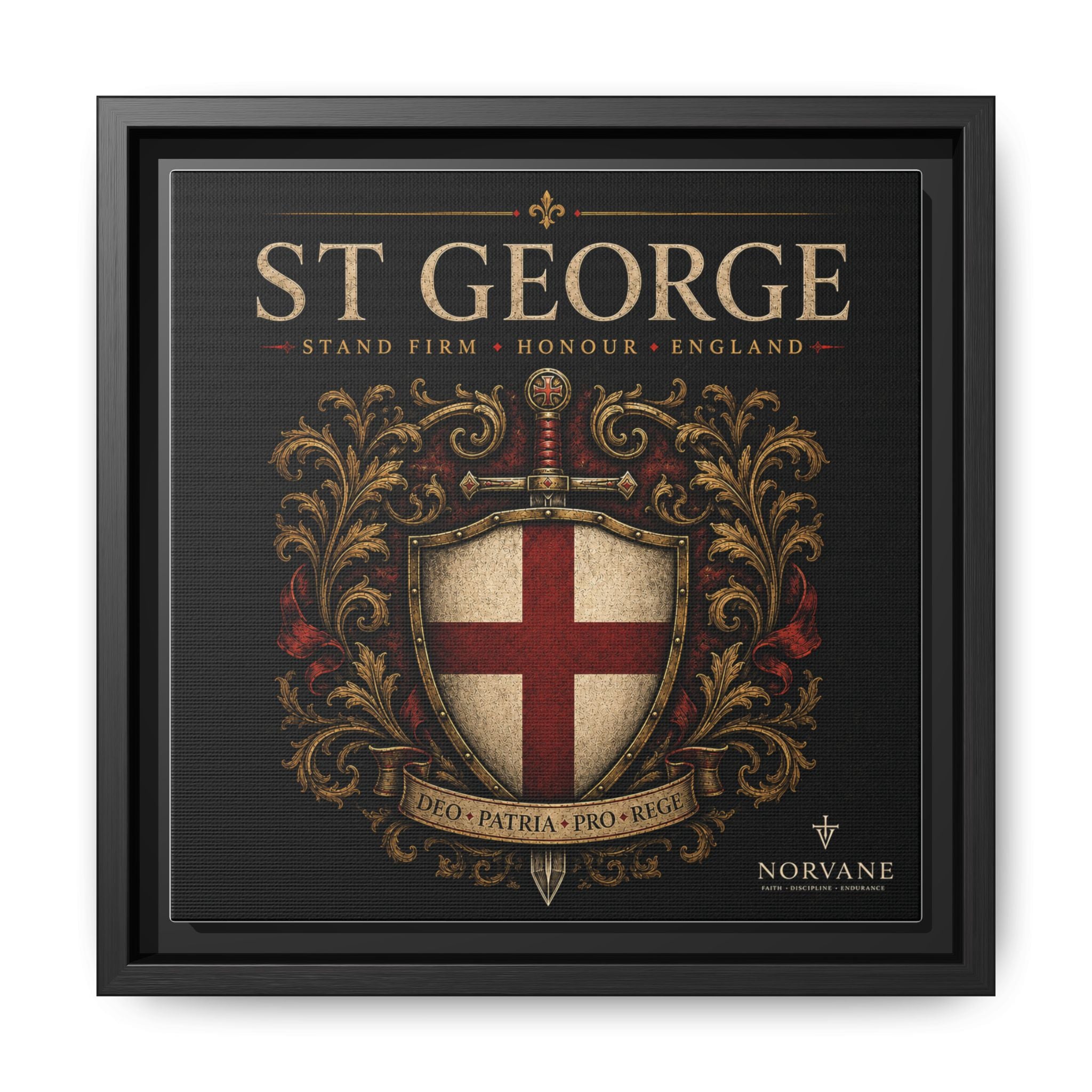 St George Shield Matte Canvas Framed Wall Art — England Crest Decor